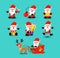 Christmas santa claus funny holiday cartoon set