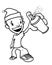 Christmas Santa Claus hat cartoon graffiti writer character, smiling with a paint aerosol on the hand. Black line on white