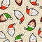 Christmas santa claus patch icon seamless pattern