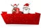 Christmas santa claus red banner and snowflakes 3d render
