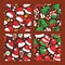 Christmas Santa Claus red hat vector noel seamlesss pattern background illustration New Year Christians Xmas party