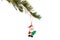 Christmas santa decoration on a spruce tree branch