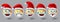 Christmas santa emoji vector set. Emojis smiley santa claus wearing red hat icon collection