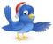 Christmas Santa Hat Pointing Bluebird