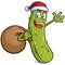 Christmas Santa Pickle Cartoon Character waving merrily for the holidays