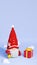 Christmas Scandinavian gnome with gift box and Christmas tree toy 3D render illustration.