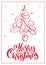 Christmas scandinavian greeting card with merry Christmas calligraphy lettering text. Hand drawn vector illustration of