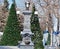 Christmas Scene With Decorated Trees And Fountain