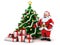 Christmas scene - Santa Claus Christmas tree and presents