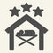 Christmas scene solid icon. Birth of Christ holy night glyph style pictogram on white background. Baby Jesus lies in