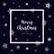 Christmas scribble stars card greeting text blue background