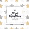 Christmas scribble stars golden card greeting text isolated white background