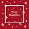 Christmas scribble stars greeting text frame card red background