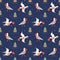 Christmas seagulls deliver gifts seamless pattern