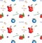 Christmas seamless background with Hand sketched mice and gifts