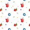 Christmas seamless background with Hand sketched mice and gifts