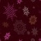 Christmas seamless burgundy background with a set of randomly drawn gorgeous snowflakes