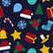 Christmas seamless colorful pattern - xmas retro design. Abstract festive background.