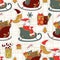 Christmas seamless fabric pattern. Design template xmas.