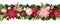 Christmas seamless garland with balls, holly, poinsettia and cones. Vector illustration.