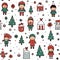 Christmas seamless pattern background, Cute hand drawn for wrapping paper, Holy Christmas festive symbol invitation greeting card