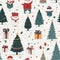 Christmas seamless pattern background, Cute hand drawn for wrapping paper, Holy Christmas festive symbol invitation greeting card