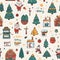 Christmas seamless pattern background, Cute hand drawn for wrapping paper, Holy Christmas festive symbol invitation greeting card