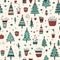 Christmas seamless pattern background, Cute hand drawn for wrapping paper, Holy Christmas festive symbol invitation greeting card