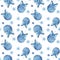 Christmas seamless pattern. Blue winter christmas elements. Wrapping paper. Textil. Seamless blue pattern.