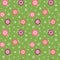 Christmas seamless pattern. Christmas balls and snowflakes on a green background