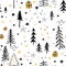 Christmas seamless pattern with Christmas trees, snowflakes and gifts. Amazing winter holiday Wallpaper for your design.
