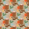 Christmas seamless pattern with cocoa, orange and cookie