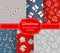 Christmas seamless pattern collection Winter theme print Christmas ball toy gift boxe sweet candy New Year Christmas holiday