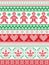 Christmas seamless pattern in cross stitch with Gingerbread man, snowflake, decoration elements, angel, hearts and ornaments