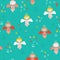 Christmas seamless pattern with cute angels singing in the sky/ clouds