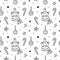 Christmas seamless pattern with cute bears, Christmas balls, candy, stars and twigs