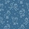 Christmas seamless pattern with cute cartoon bulls on  blue background. Funny cow, Chinese symbol of the new year. Doodle vector
