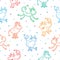 Christmas seamless pattern with cute cartoon bulls on  white background. Funny cow, Chinese symbol of the new year. Doodle vector