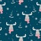 Christmas seamless pattern with cute elks