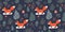 Christmas seamless pattern with cute foxes in the forest, winter festive design for paper gift