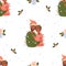 Christmas seamless pattern. Cute happy ethnic black couple with garland on white background with snowflakes. Vector