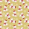 Christmas seamless pattern with Cute polar bear in red scarf with snowflakes.