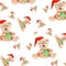 Christmas seamless pattern with cute teddy bears isolated on white background
