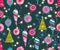 Christmas seamless pattern. Cute vector festive background woth vintage Christmas decorations, stilyzed Christmas tree,