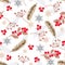 Christmas seamless pattern with fir branches background, Winter pattern with holly berries, wrapping paper, winter greetings, web
