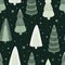 Christmas seamless pattern. Forest deer, green fir, spruce trees. Season greeting digital paper. Winter Xmas holidays.