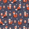 Christmas seamless pattern with fox background, Winter pattern with giftbox, wrapping paper, pattern fills, winter greetings