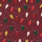 Christmas seamless pattern with garland with yellow, red, white, green, orange light bulbs