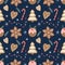 Christmas seamless pattern with gingerbread