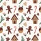 Christmas seamless pattern with gingerbread and Christmas traditional cookies